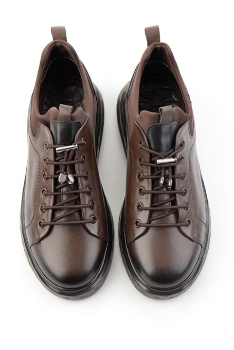 Kahve Napa Hakiki Deri Erkek Sneaker E01401180743
