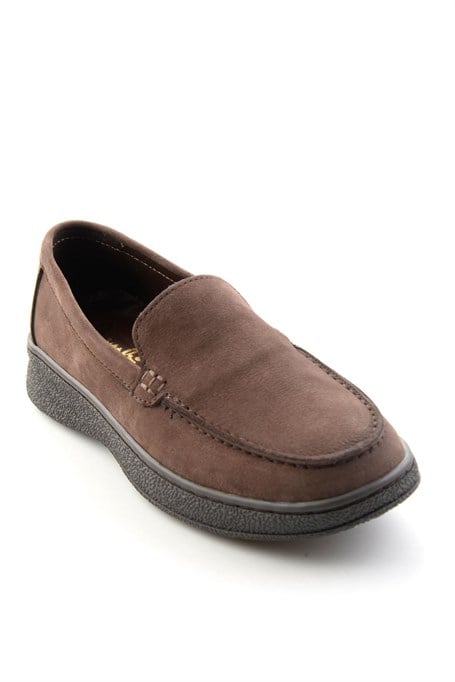 Kahve Nubuk Hakiki Deri Kadın Loafer Ayakkabı K01007979401
