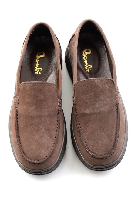 Kahve Nubuk Hakiki Deri Kadın Loafer Ayakkabı K01007979401