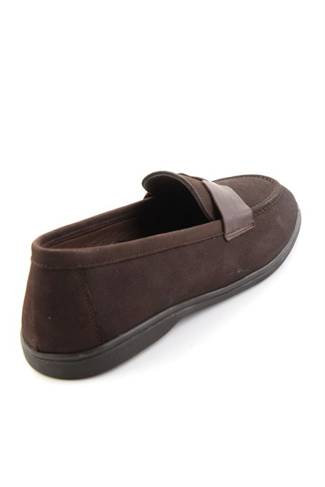 Kahve Nubuk Hakiki Deri Kadın Loafer Ayakkabı K01821097401