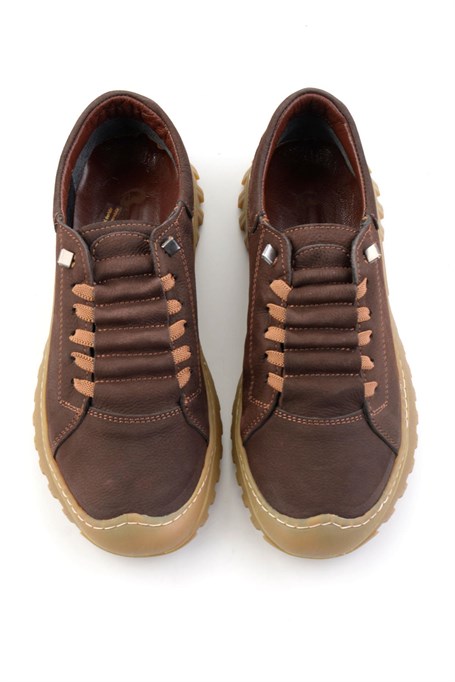 Kahve Nubuk Hakiki Deri Kadın Sneaker K01076100301