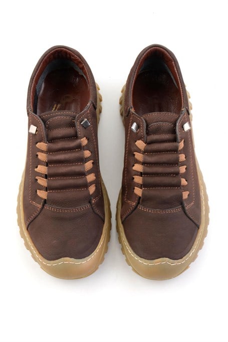 Kahve Nubuk Hakiki Deri Kadın Sneaker K01076100301
