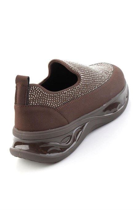 Kahve Platin Taşlı  Kadın Sneaker K01228092220
