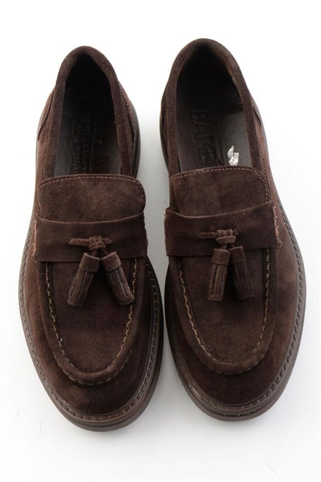 Kahve Süet Hakiki Deri Erkek Loafer Ayakkabı E01597010502