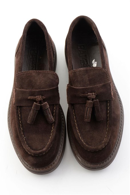 Kahve Süet Hakiki Deri Erkek Loafer Ayakkabı E01597010502