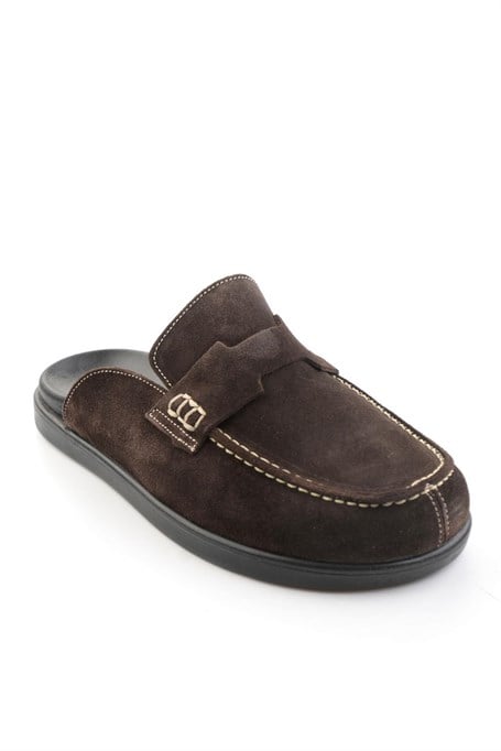 Kahve Süet Hakiki Deri Erkek Terlik E04557900002