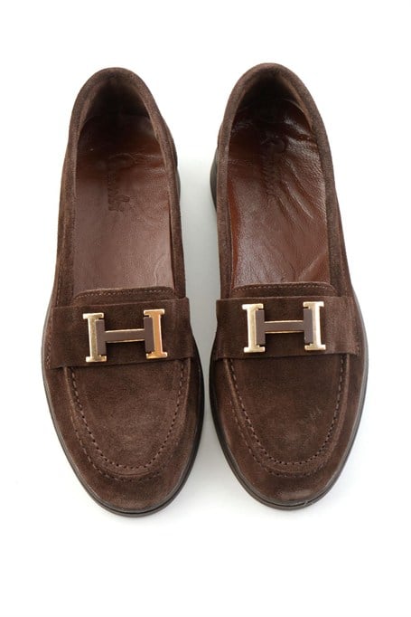 Kahve Süet Hakiki Deri Kadın Loafer Ayakkabı K01045358002