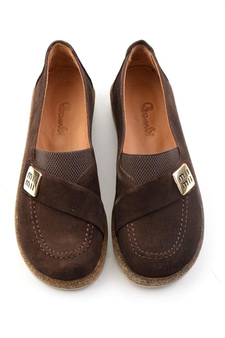 Kahve Süet Hakiki Deri Kadın Loafer Ayakkabı K01281035502