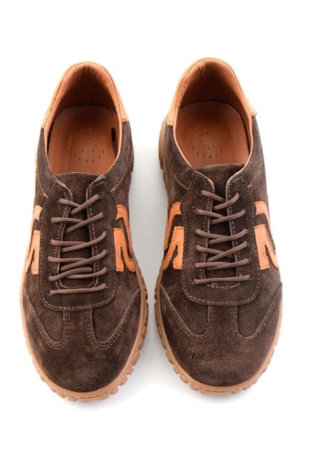 Kahve Süet Hakiki Deri Kadın Sneaker K01753005702
