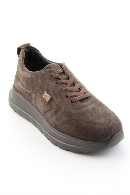 Kahve Süet Hakiki Deri Kadın Sneaker K01753000402