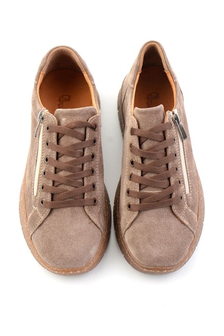 Kahve Süet Hakiki Deri Kadın Sneaker K01331200302