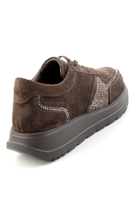 Kahve Süet Hakiki Deri Kadın Sneaker K01753051402