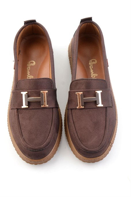 Kahve Süet  Kadın Loafer Ayakkabı K01536105472