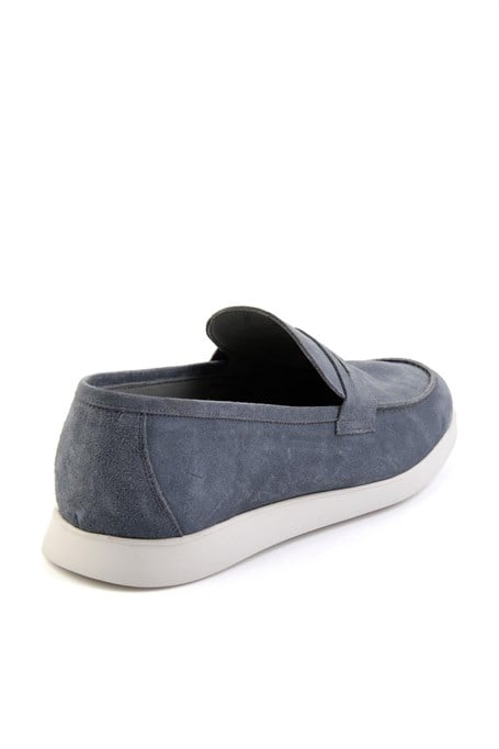 Kot Mavi Hakiki Deri Erkek Loafer Ayakkabı E01395428302