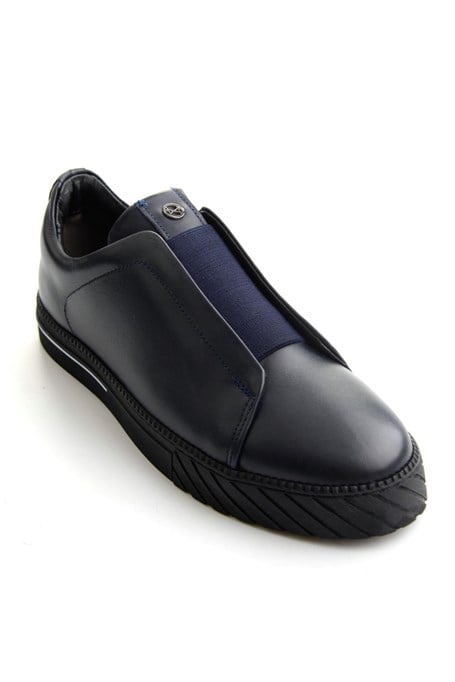 Lacivert Antik Hakiki Deri Erkek Sneaker E01610197141