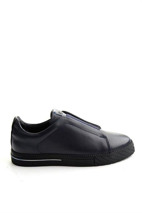 Lacivert Antik Hakiki Deri Erkek Sneaker E01610197141