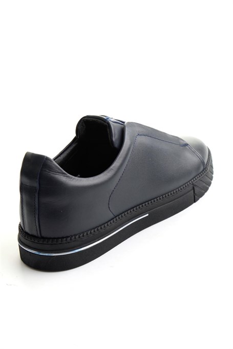 Lacivert Antik Hakiki Deri Erkek Sneaker E01610197141