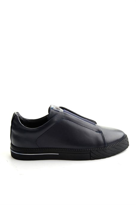 Lacivert Antik Hakiki Deri Erkek Sneaker E01610197141