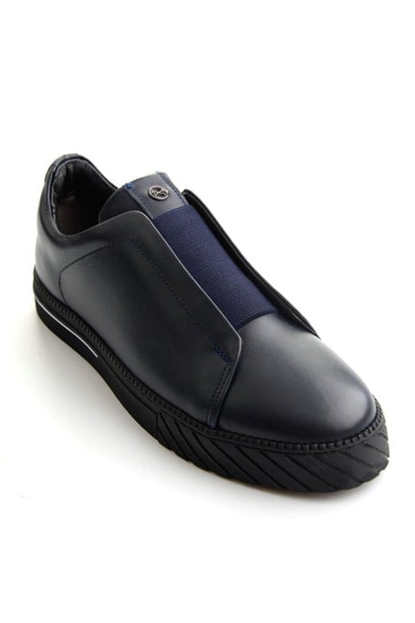 Lacivert Antik Hakiki Deri Erkek Sneaker E01610197141
