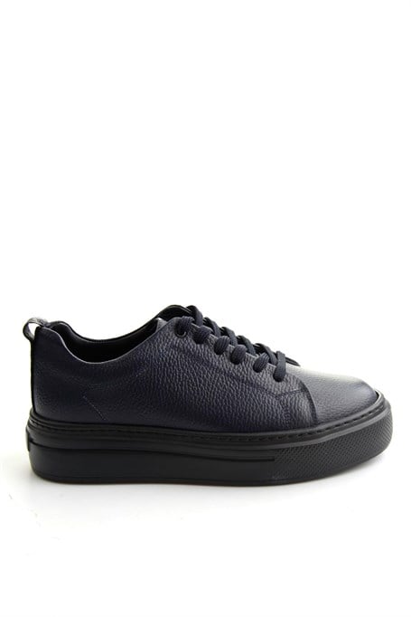 Lacivert Floter Hakiki Deri Erkek Sneaker E01089009540