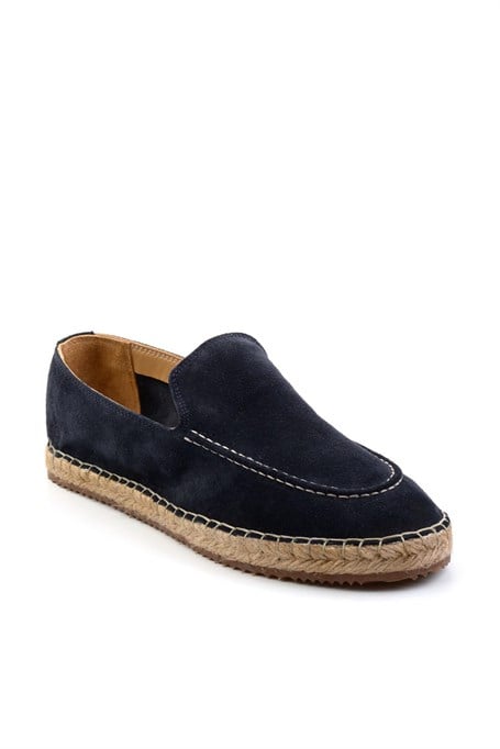 Lacivert Hakiki Deri Erkek Espadril E01558000102