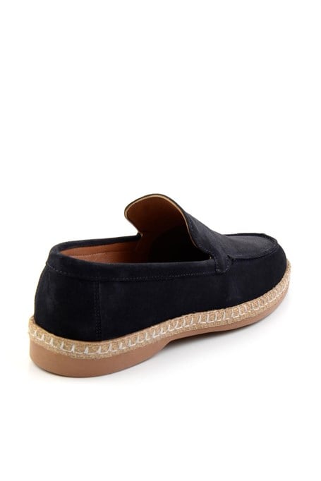 Lacivert Hakiki Deri Erkek Espadril E01079709502