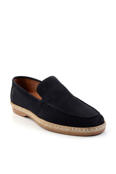 Lacivert Hakiki Deri Erkek Espadril E01079709502