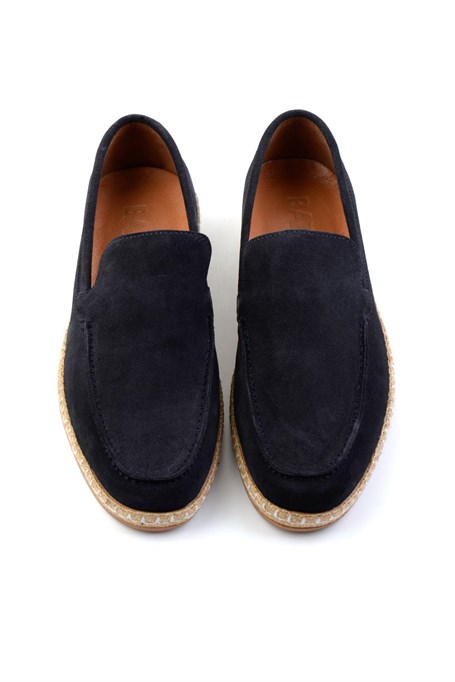 Lacivert Hakiki Deri Erkek Espadril E01079709502