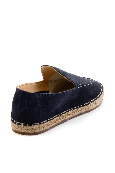 Lacivert Hakiki Deri Erkek Espadril E01558000102