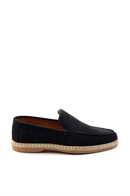 Lacivert Hakiki Deri Erkek Espadril E01079709502