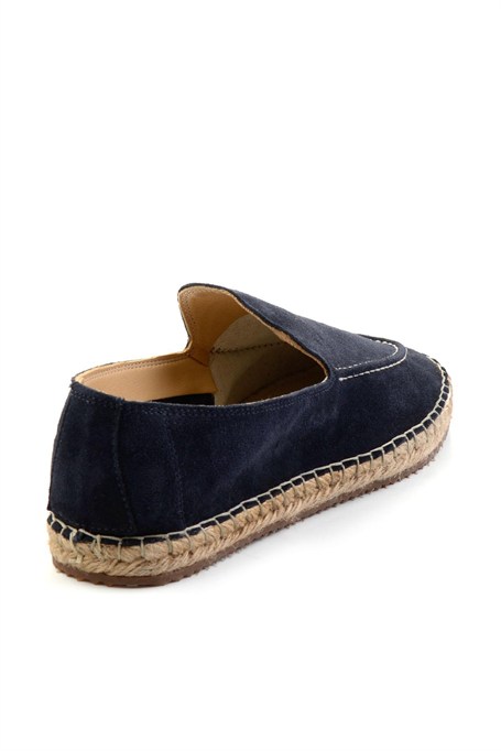 Lacivert Hakiki Deri Erkek Espadril E01558000102