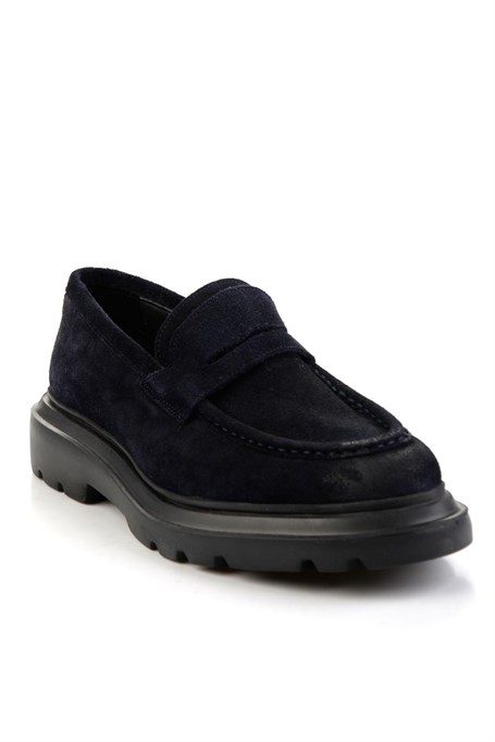 Lacivert Hakiki Deri Erkek Loafer Ayakkabı E01310113202