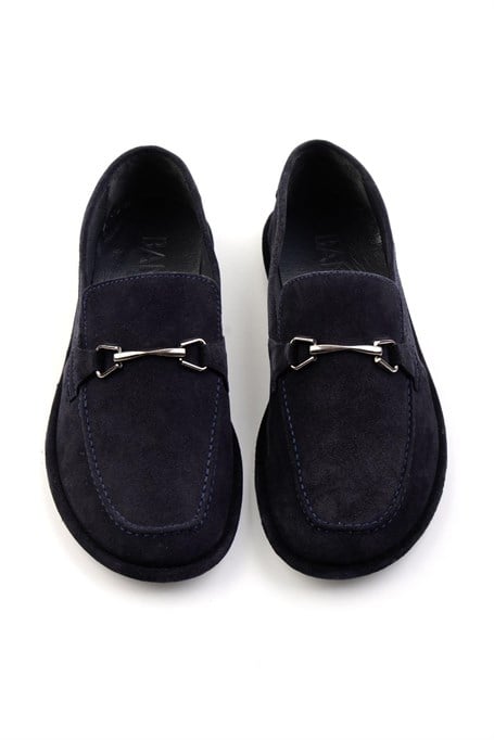 Lacivert Hakiki Deri Erkek Loafer Ayakkabı E01070240102