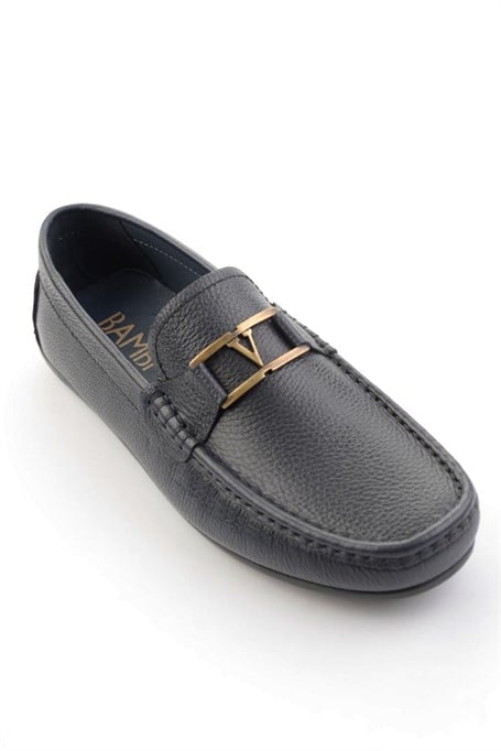 Lacivert Hakiki Deri Erkek Loafer Ayakkabı E01648599440