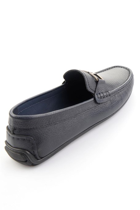Lacivert Hakiki Deri Erkek Loafer Ayakkabı E01648599440