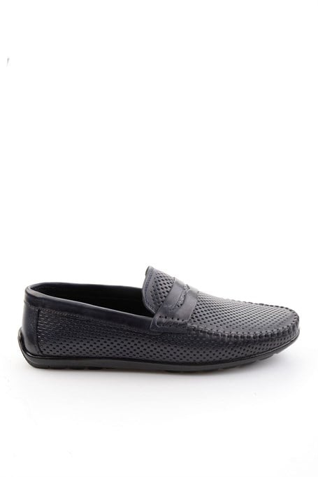 Lacivert Hakiki Deri Erkek Loafer Ayakkabı E01697033003