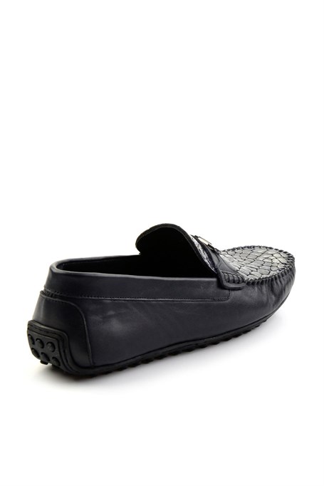 Lacivert Hakiki Deri Erkek Loafer Ayakkabı E01757714803