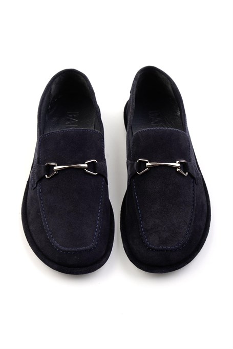 Lacivert Hakiki Deri Erkek Loafer Ayakkabı E01070240102
