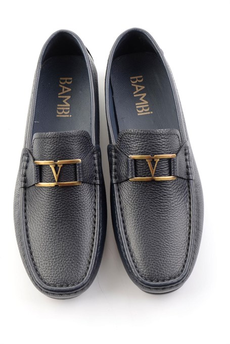 Lacivert Hakiki Deri Erkek Loafer Ayakkabı E01648599440