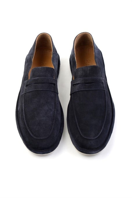 Lacivert Hakiki Deri Erkek Loafer Ayakkabı E01589240102
