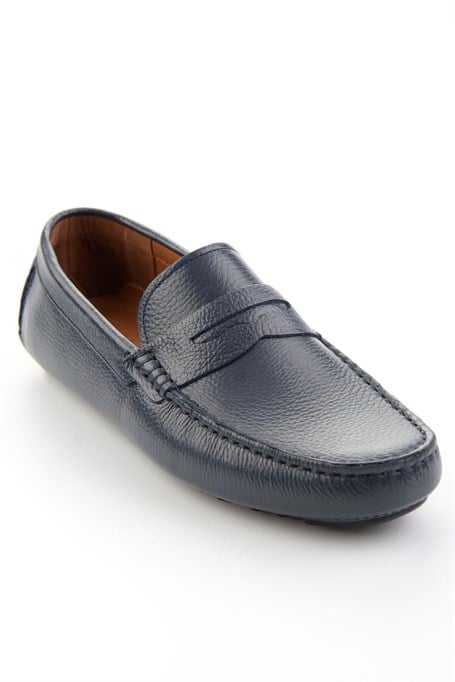 Lacivert Hakiki Deri Erkek Loafer Ayakkabı E01547009740
