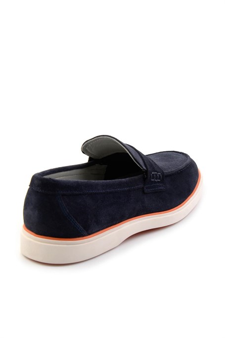 Lacivert Hakiki Deri Erkek Loafer Ayakkabı E01054184802