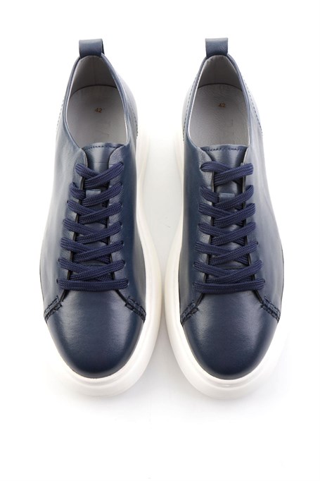 Lacivert Hakiki Deri Erkek Sneaker E01593202503