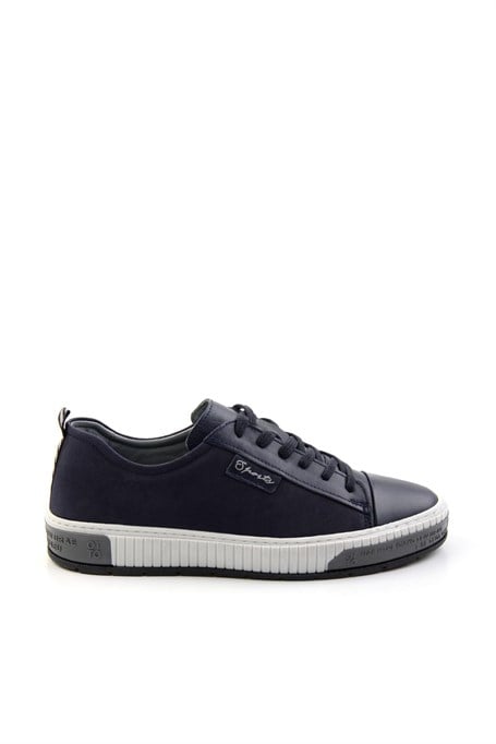 Lacivert Hakiki Deri Erkek Sneaker E01018033543