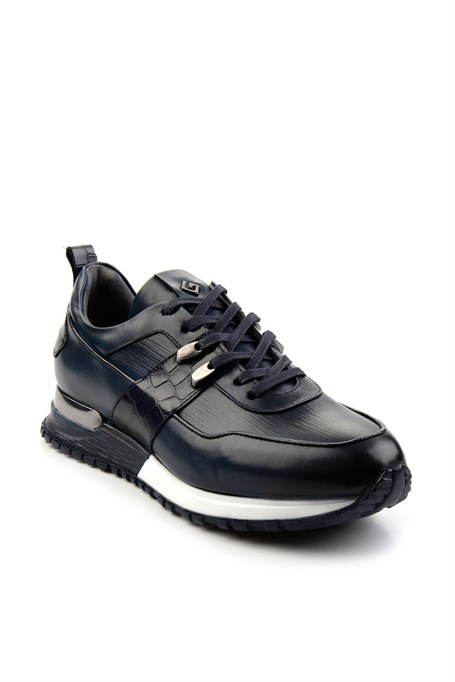 Lacivert Hakiki Deri Erkek Sneaker E01075616603