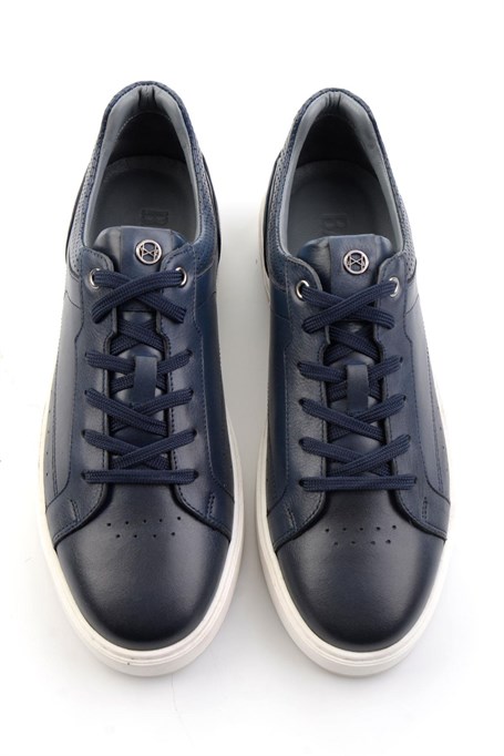 Lacivert Hakiki Deri Erkek Sneaker E01398008743
