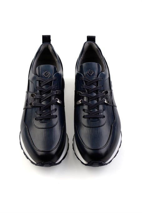 Lacivert Hakiki Deri Erkek Sneaker E01075616603