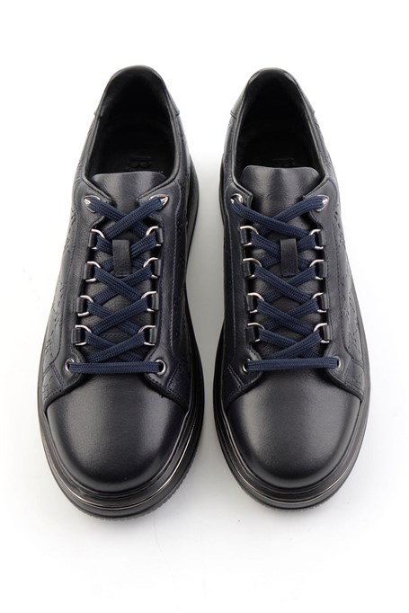 Lacivert Hakiki Deri Erkek Sneaker E01398023103