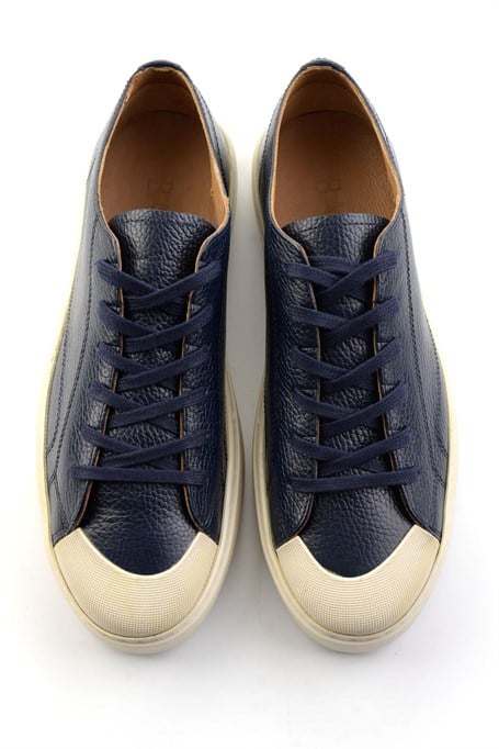 Lacivert Hakiki Deri Erkek Sneaker E01549003440