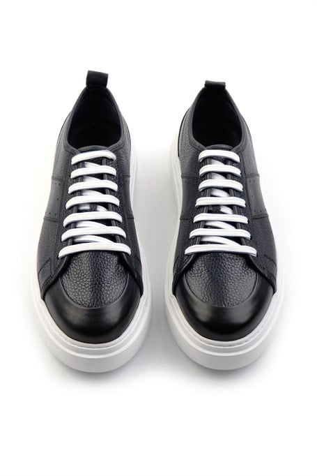 Lacivert Hakiki Deri Erkek Sneaker E01083018003